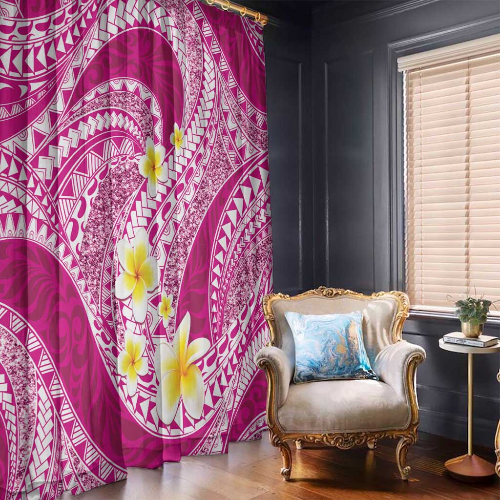 Plumeria Polynesian Pink Glitter Pattern Window Curtain LT01 - Polynesian Pride