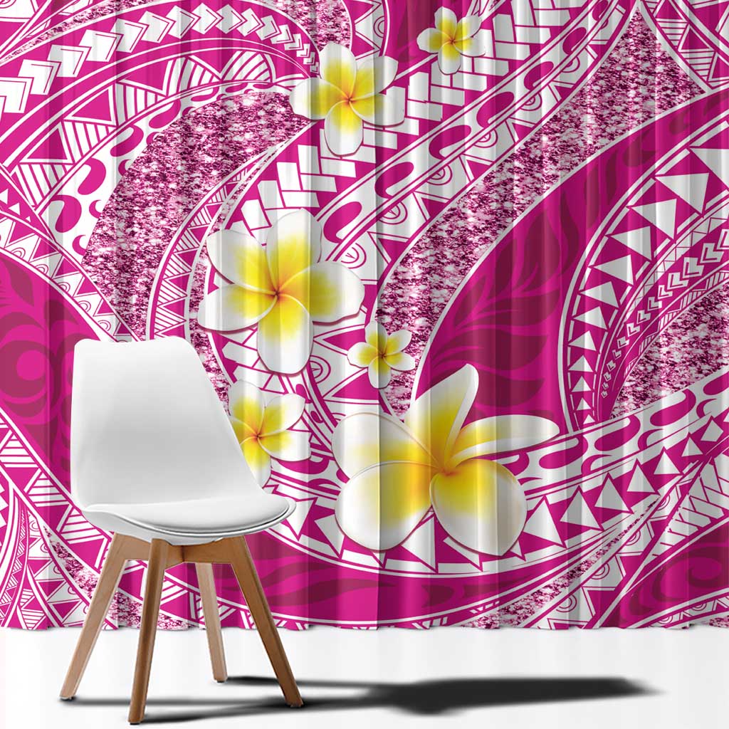 Plumeria Polynesian Pink Glitter Pattern Window Curtain LT01 - Polynesian Pride