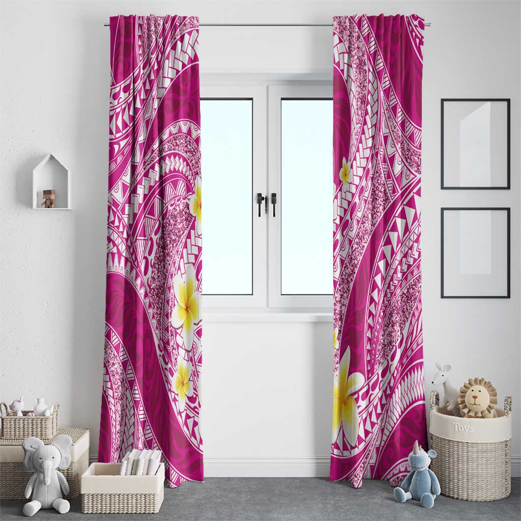 Plumeria Polynesian Pink Glitter Pattern Window Curtain LT01 - Polynesian Pride