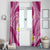 Plumeria Polynesian Pink Glitter Pattern Window Curtain