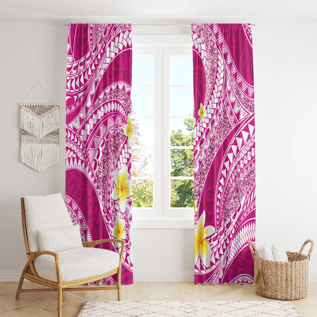 Plumeria Polynesian Pink Glitter Pattern Window Curtain LT01 - Polynesian Pride