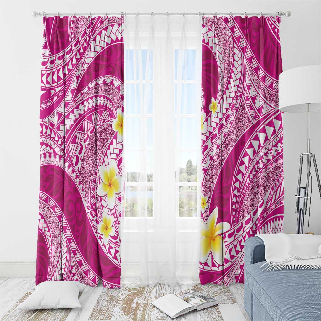 Plumeria Polynesian Pink Glitter Pattern Window Curtain LT01 - Polynesian Pride