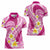 Plumeria Polynesian Pink Glitter Pattern Women Polo Shirt