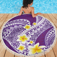 Plumeria Polynesian Purple Glitter Pattern Beach Blanket LT01 - Polynesian Pride