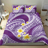 Plumeria Polynesian Purple Glitter Pattern Bedding Set