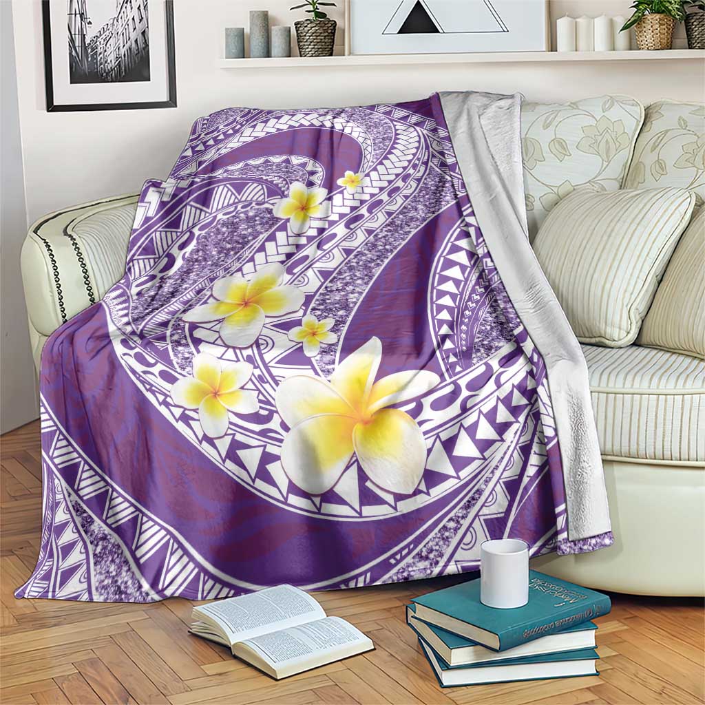 Plumeria Polynesian Purple Glitter Pattern Blanket LT01 Purple - Polynesian Pride
