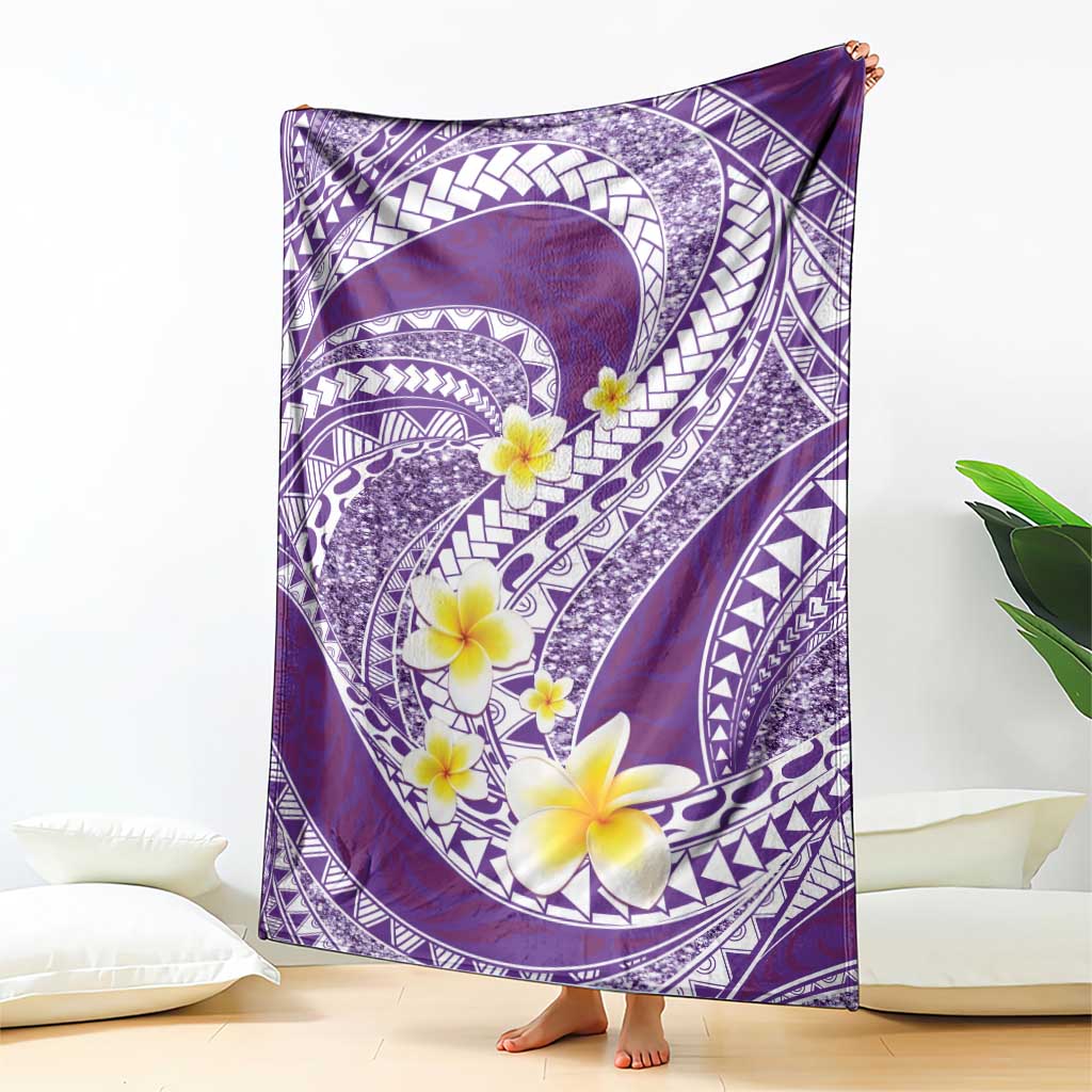 Plumeria Polynesian Purple Glitter Pattern Blanket LT01 - Polynesian Pride
