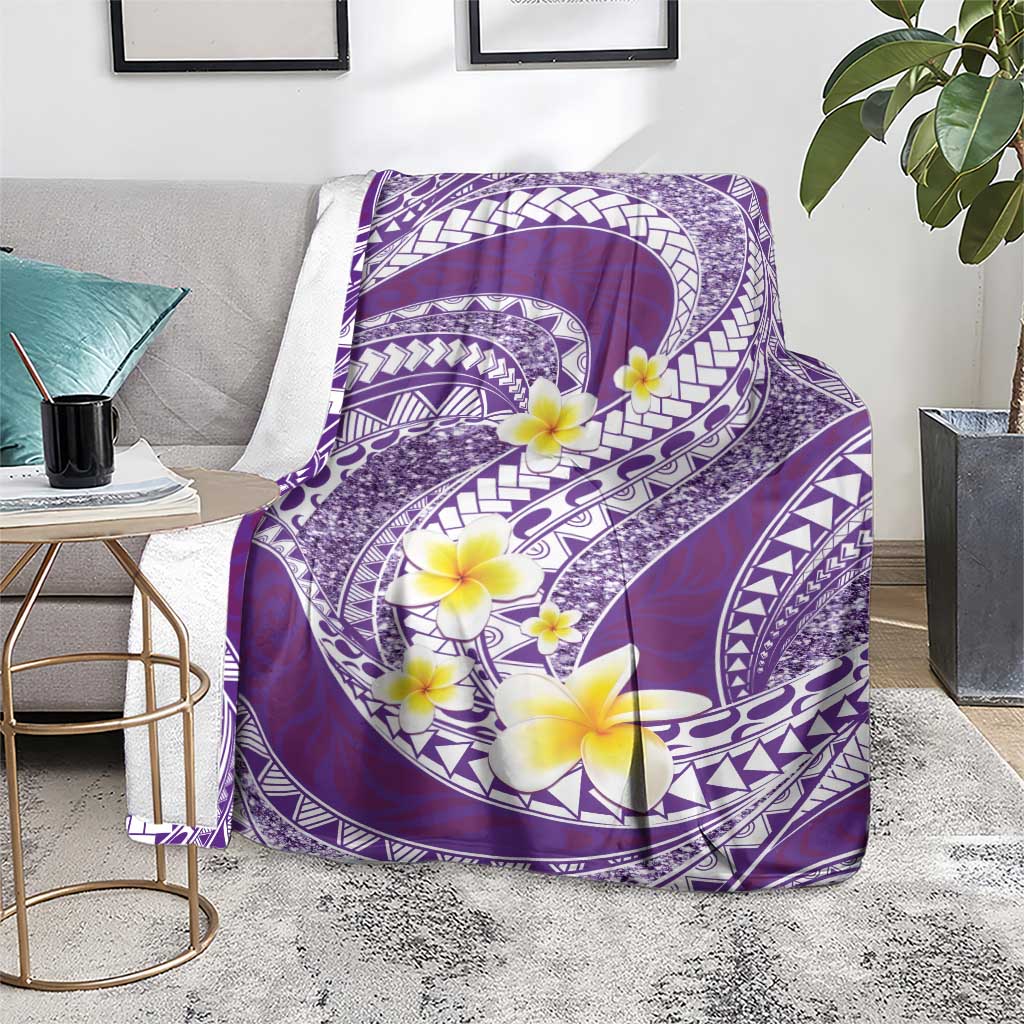 Plumeria Polynesian Purple Glitter Pattern Blanket LT01 - Polynesian Pride