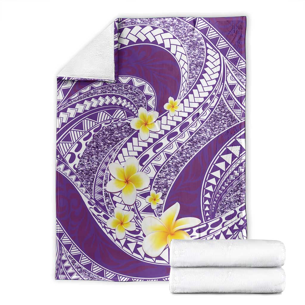 Plumeria Polynesian Purple Glitter Pattern Blanket LT01 - Polynesian Pride