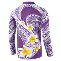 Plumeria Polynesian Purple Glitter Pattern Button Sweatshirt LT01 - Polynesian Pride