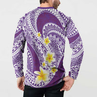 Plumeria Polynesian Purple Glitter Pattern Button Sweatshirt LT01 - Polynesian Pride