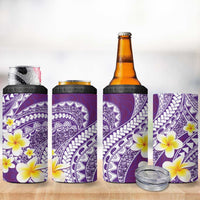 Plumeria Polynesian Purple Glitter Pattern 4 in 1 Can Cooler Tumbler LT01 - Polynesian Pride