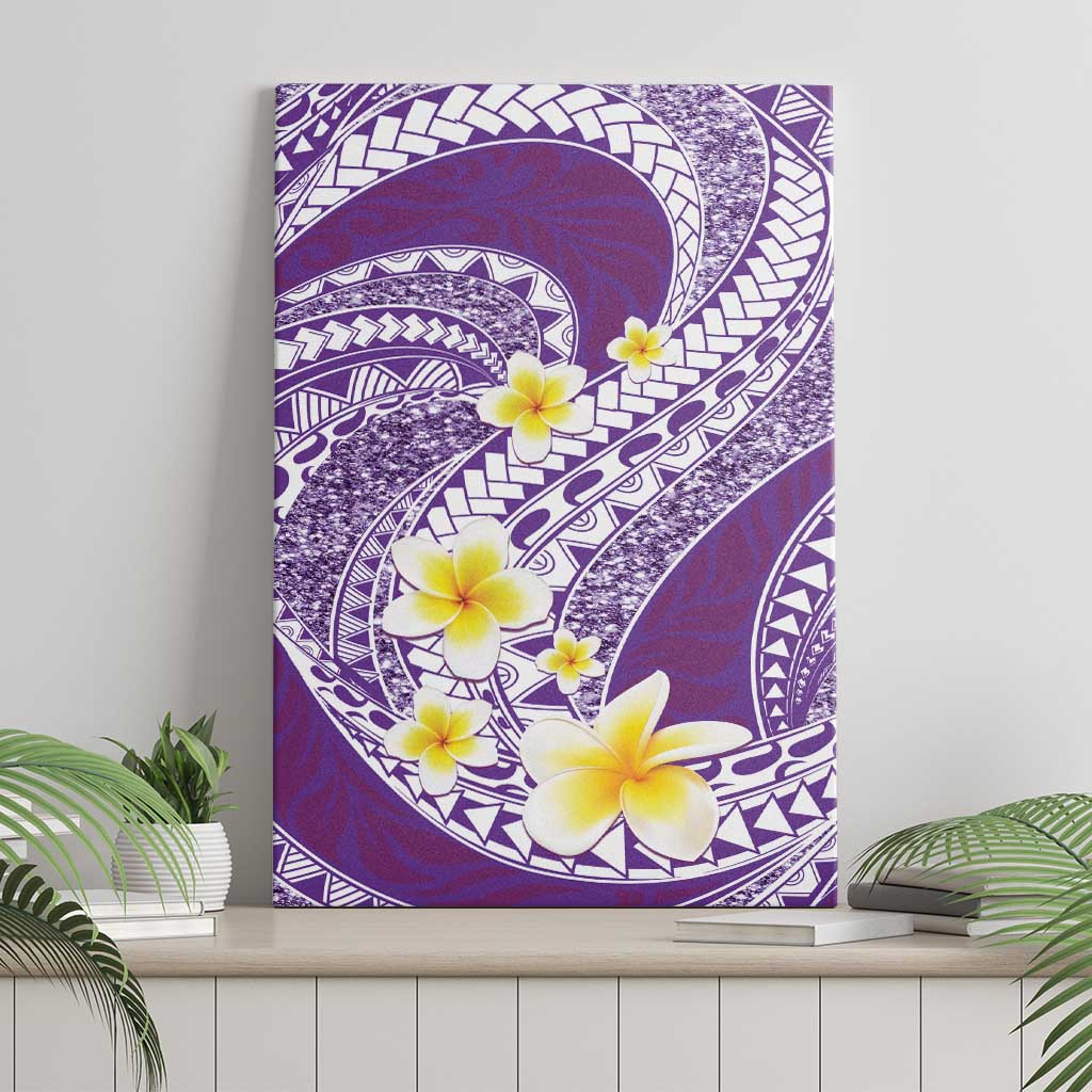Plumeria Polynesian Purple Glitter Pattern Canvas Wall Art LT01 - Polynesian Pride
