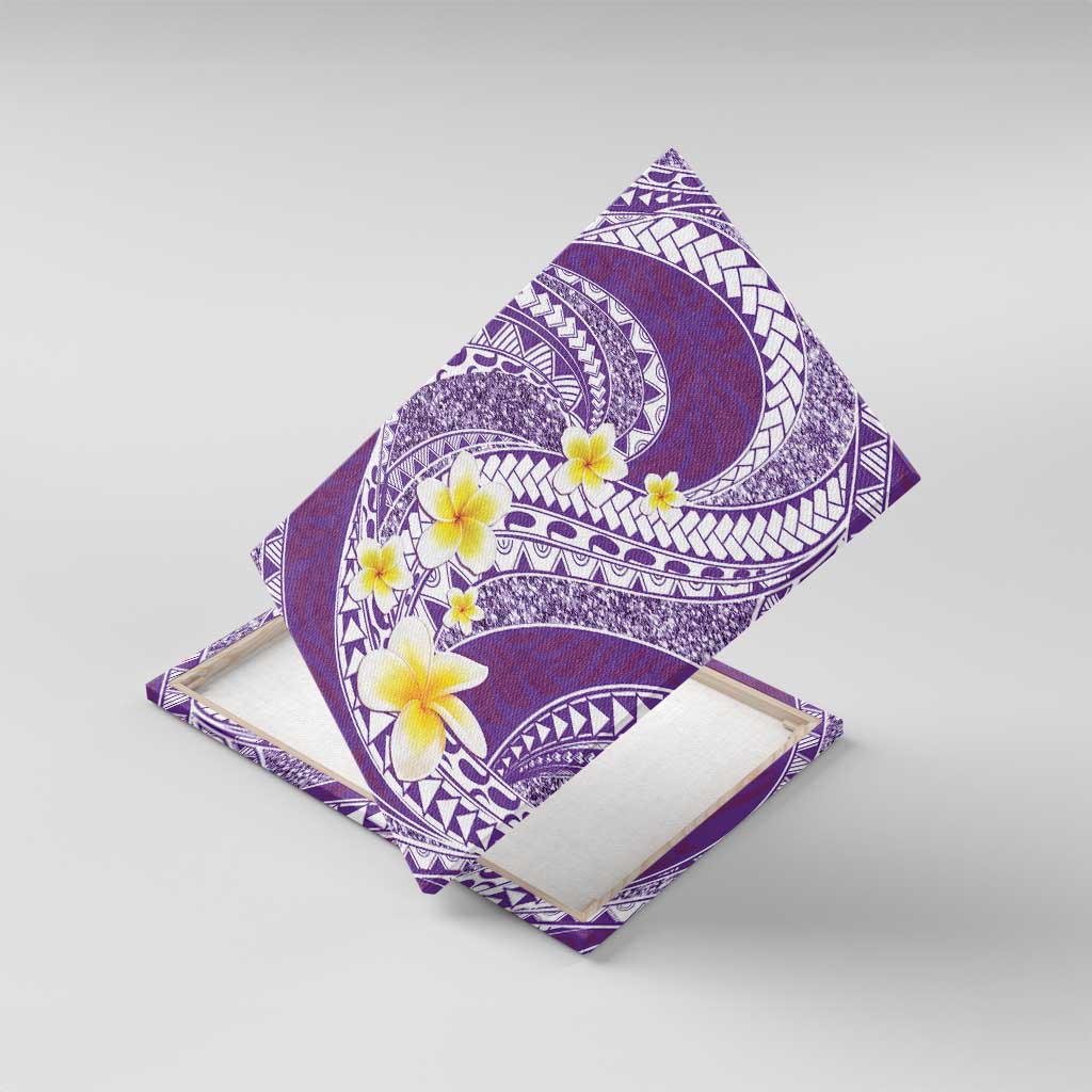 Plumeria Polynesian Purple Glitter Pattern Canvas Wall Art LT01 With Frame Purple - Polynesian Pride