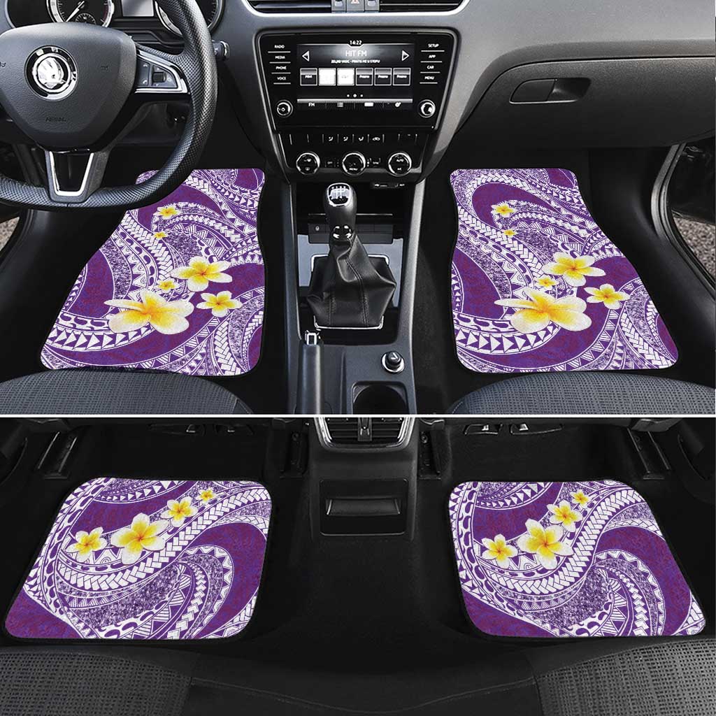 Plumeria Polynesian Purple Glitter Pattern Car Mats