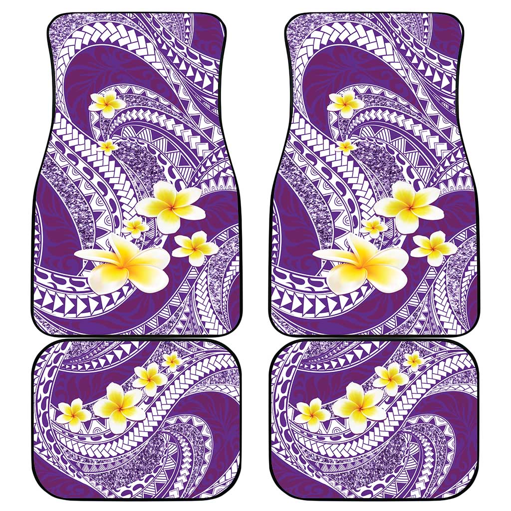 Plumeria Polynesian Purple Glitter Pattern Car Mats LT01 - Polynesian Pride