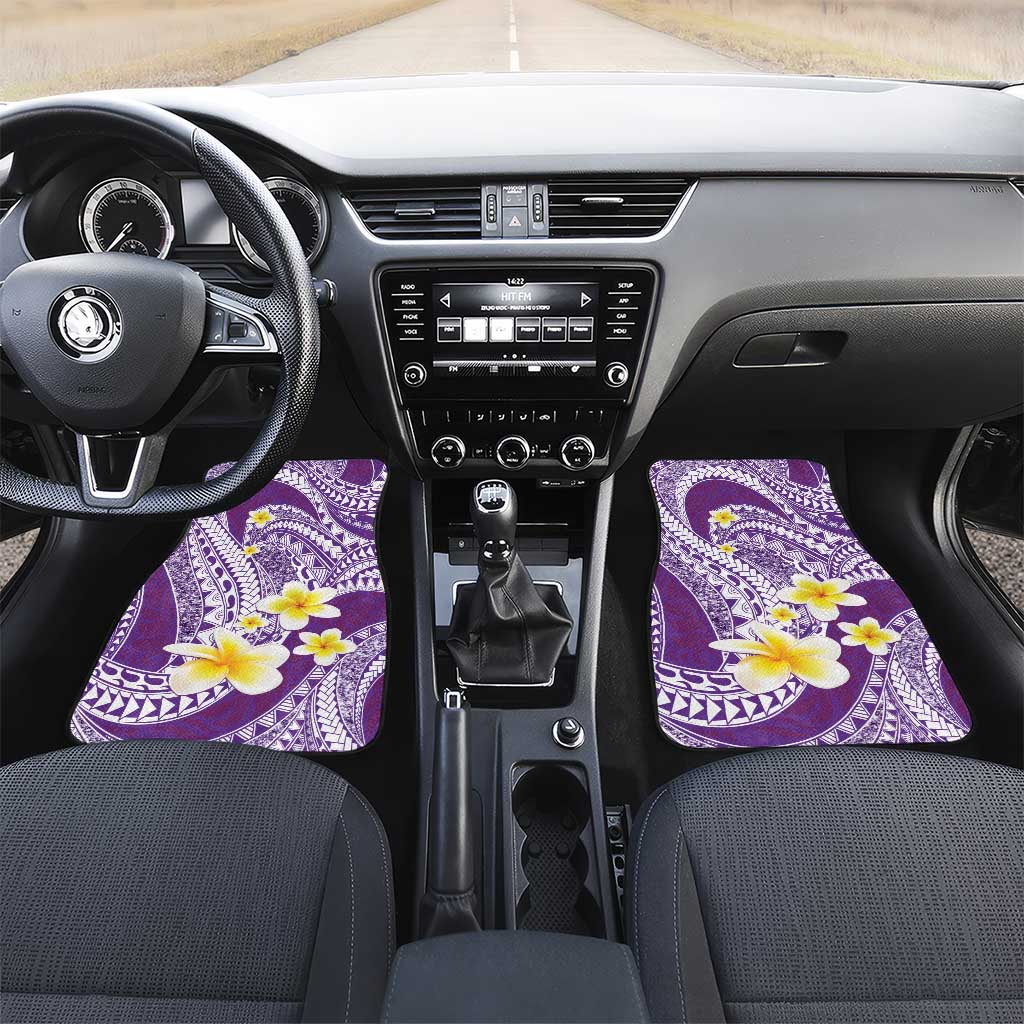 Plumeria Polynesian Purple Glitter Pattern Car Mats LT01 Set 2pcs - Front Purple - Polynesian Pride