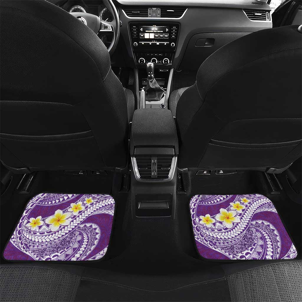 Plumeria Polynesian Purple Glitter Pattern Car Mats LT01 Set 2pcs - Back Purple - Polynesian Pride