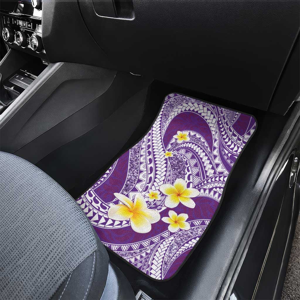 Plumeria Polynesian Purple Glitter Pattern Car Mats LT01 - Polynesian Pride