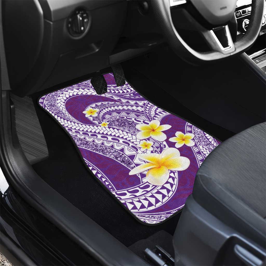 Plumeria Polynesian Purple Glitter Pattern Car Mats LT01 - Polynesian Pride