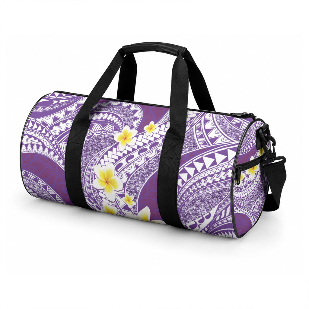 Plumeria Polynesian Purple Glitter Pattern Duffle Bag LT01 - Polynesian Pride