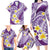 Plumeria Polynesian Purple Glitter Pattern Family Matching Long Sleeve Bodycon Dress and Hawaiian Shirt