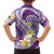 Plumeria Polynesian Purple Glitter Pattern Family Matching Off Shoulder Maxi Dress and Hawaiian Shirt