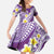 Plumeria Polynesian Purple Glitter Pattern Family Matching Off Shoulder Maxi Dress and Hawaiian Shirt