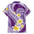 Plumeria Polynesian Purple Glitter Pattern Family Matching Off Shoulder Maxi Dress and Hawaiian Shirt