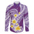Plumeria Polynesian Purple Glitter Pattern Family Matching Off Shoulder Maxi Dress and Hawaiian Shirt