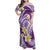Plumeria Polynesian Purple Glitter Pattern Family Matching Off Shoulder Maxi Dress and Hawaiian Shirt