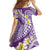 Plumeria Polynesian Purple Glitter Pattern Family Matching Off Shoulder Short Dress and Hawaiian Shirt