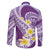 Plumeria Polynesian Purple Glitter Pattern Family Matching Off Shoulder Short Dress and Hawaiian Shirt