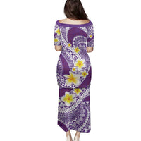 Plumeria Polynesian Purple Glitter Pattern Family Matching Puletasi and Hawaiian Shirt LT01 - Polynesian Pride