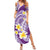 Plumeria Polynesian Purple Glitter Pattern Family Matching Summer Maxi Dress and Hawaiian Shirt