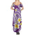 Plumeria Polynesian Purple Glitter Pattern Family Matching Summer Maxi Dress and Hawaiian Shirt