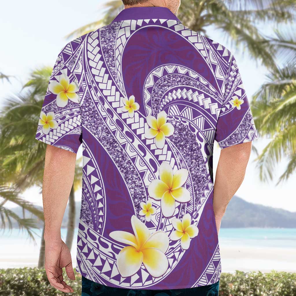 Plumeria Polynesian Purple Glitter Pattern Hawaiian Shirt LT01 - Polynesian Pride
