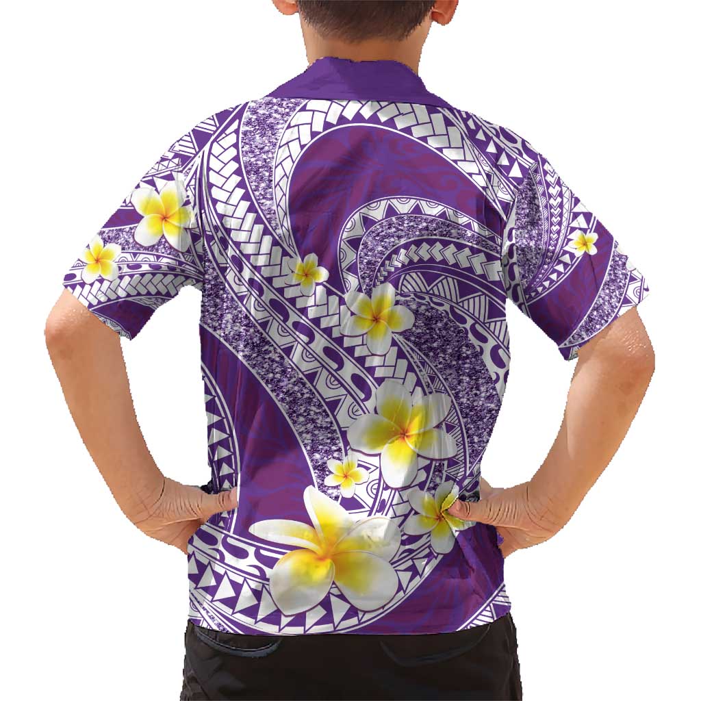 Plumeria Polynesian Purple Glitter Pattern Hawaiian Shirt LT01 - Polynesian Pride