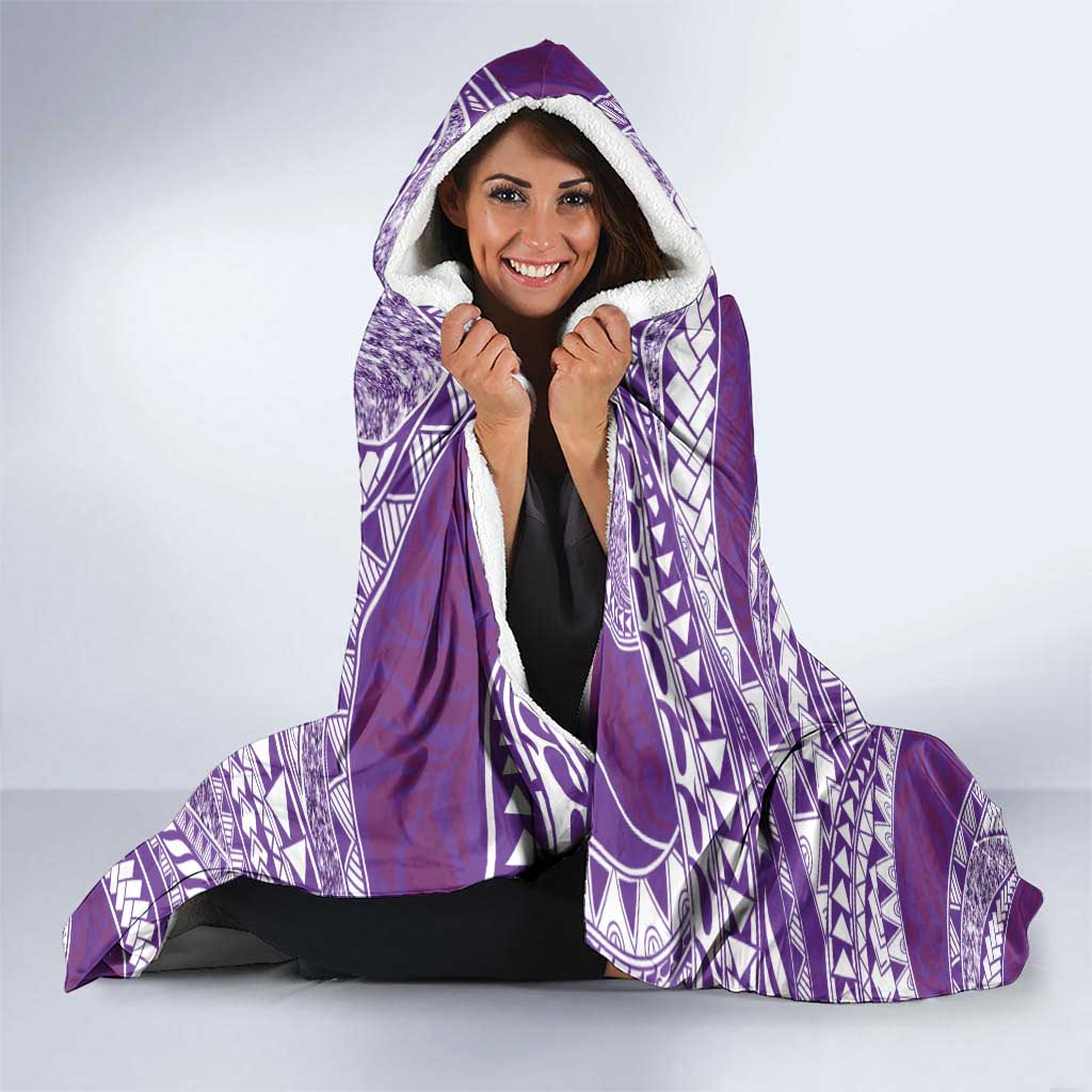 Plumeria Polynesian Purple Glitter Pattern Hooded Blanket LT01 - Polynesian Pride