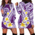 Plumeria Polynesian Purple Glitter Pattern Hoodie Dress