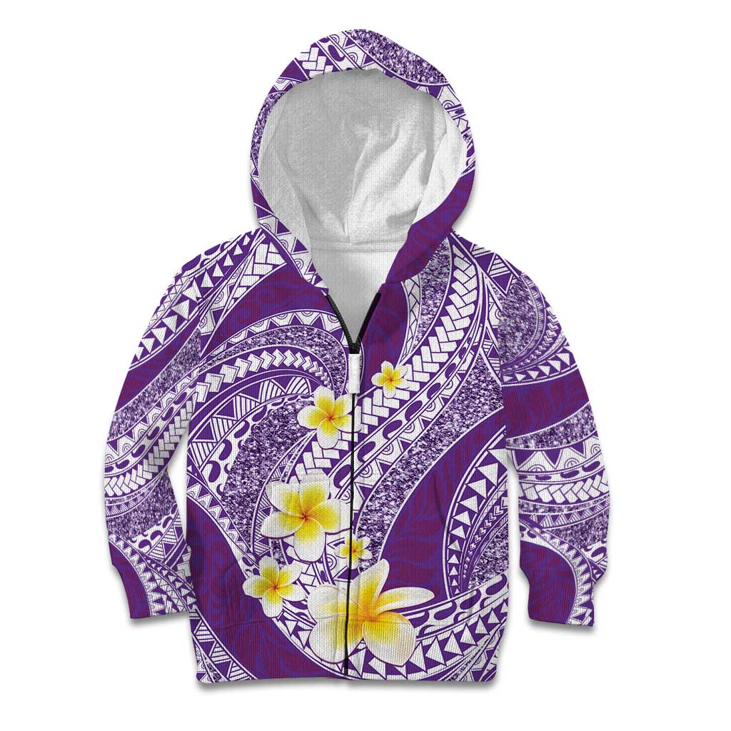 Plumeria Polynesian Purple Glitter Pattern Kid Hoodie