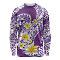 Plumeria Polynesian Purple Glitter Pattern Long Sleeve Shirt LT01 Unisex Purple - Polynesian Pride