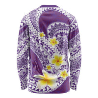 Plumeria Polynesian Purple Glitter Pattern Long Sleeve Shirt LT01 - Polynesian Pride