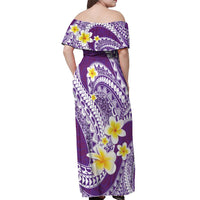 Plumeria Polynesian Purple Glitter Pattern Off Shoulder Maxi Dress LT01 - Polynesian Pride