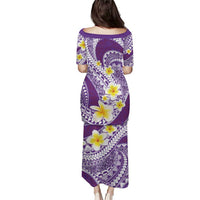 Plumeria Polynesian Purple Glitter Pattern Puletasi LT01 - Polynesian Pride
