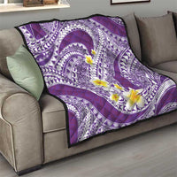 Plumeria Polynesian Purple Glitter Pattern Quilt