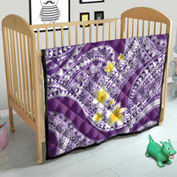 Plumeria Polynesian Purple Glitter Pattern Quilt