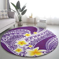 Plumeria Polynesian Purple Glitter Pattern Round Carpet