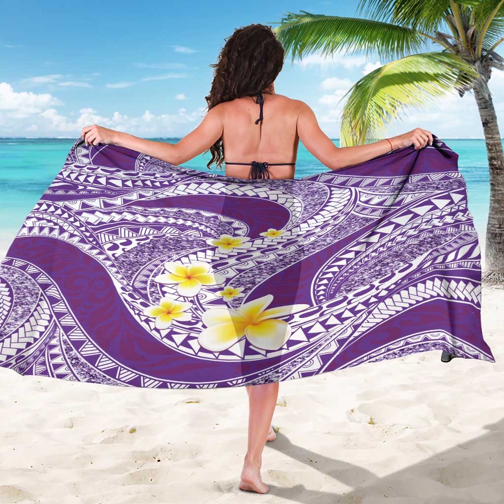 Plumeria Polynesian Purple Glitter Pattern Sarong