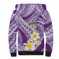 Plumeria Polynesian Purple Glitter Pattern Sherpa Hoodie LT01 - Polynesian Pride